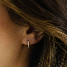 Load image into Gallery viewer, Sterling Silver & Cz 12mm Huggie hoop earrings