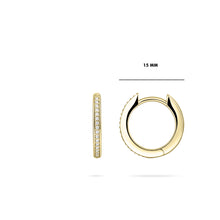Load image into Gallery viewer, Sterling Silver & Cz 15mm Huggie hoop earrings