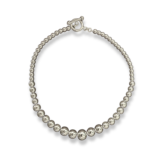 Sterling Silver Graduated Orb Statement Necklace