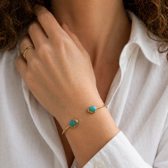 Gold Vermeil Turquoise Torque Bangle, view 2