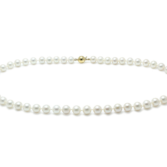 7mm Cultured Pearl Necklace with 9ct Yellow Gold clasp, view 2