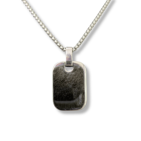 Sterling Silver Rectangular Tag Pendant