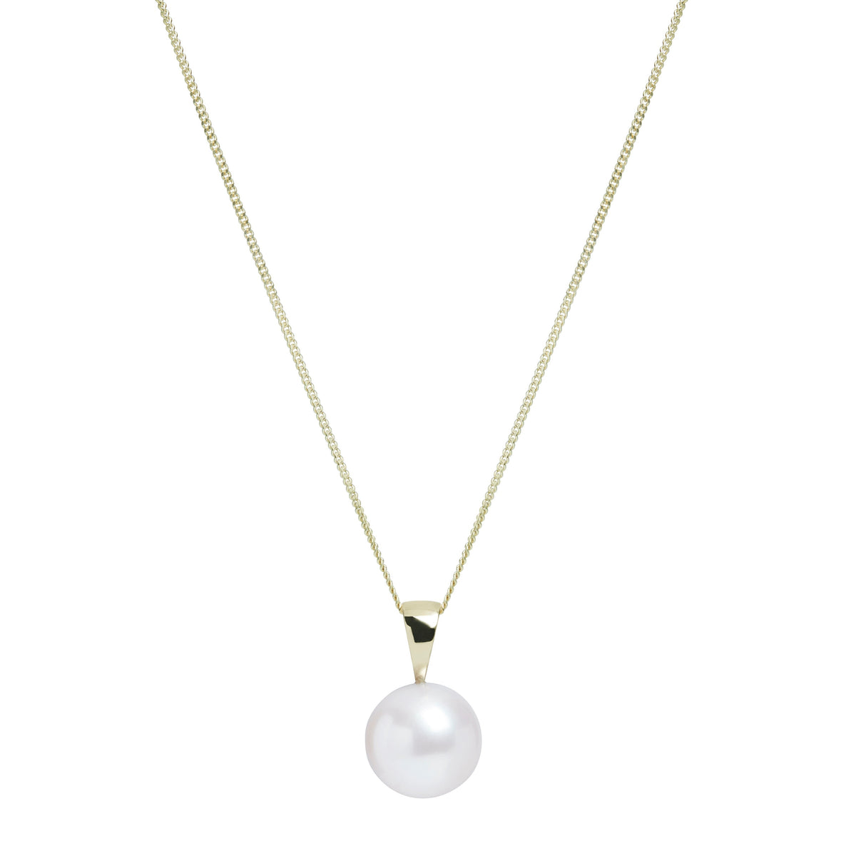 10mm White Round Cultured Pearl Pendant on 9ct Yellow Gold