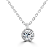 Load image into Gallery viewer, 9ct White Gold bezel set Diamond Pendant on chain from 0.15ct to 0.50ct