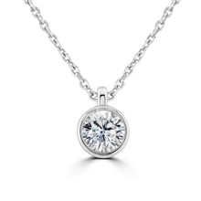 Load image into Gallery viewer, 9ct White Gold bezel set Diamond Pendant on chain from 0.15ct to 0.50ct