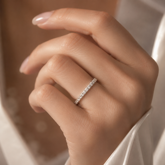 Diamond Stretch Full Eternity Ring in White Gold, view 2