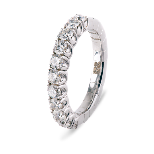 Diamond Stretch Half Eternity Ring in White Gold