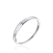 Load image into Gallery viewer, Sterling Silver 3 row cz Hinged Bangle