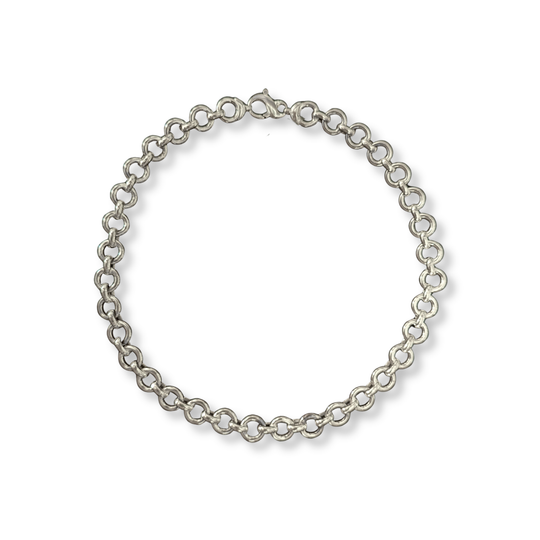 Sterling Silver Chunky Round Link Collar Necklace