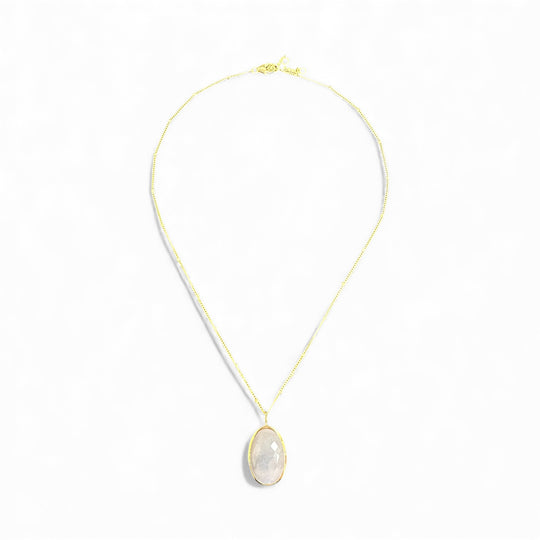 Gold Vermeil Oval Moonstone Pendant Necklace, view 2