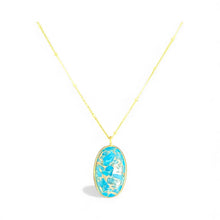 Load image into Gallery viewer, Gold Vermeil Oval Turquoise Pendant Necklace