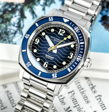 Load image into Gallery viewer, Belmont Dive Watch Blue Dial on Steel Bracelet