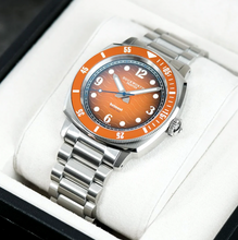 Load image into Gallery viewer, Belmont Dive Watch Orange Dial on Steel Bracelet
