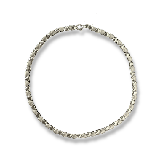 Sterling Silver Textured Triangle Link Collar Necklace