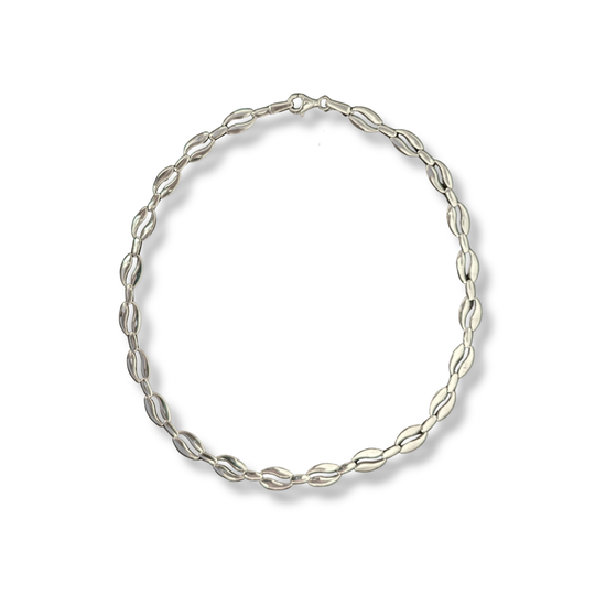Sterling Silver Coffee Bean Link Collar Necklace