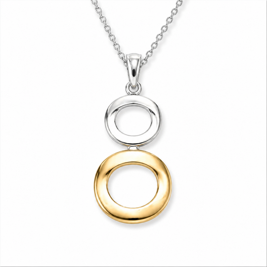 Sterling Silver and Gold Vermeil Stacked Oval Pendant Necklace, view 2