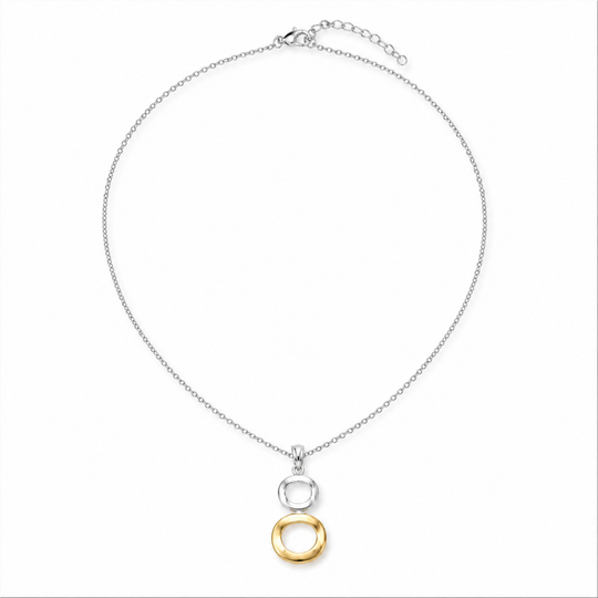 Sterling Silver and Gold Vermeil Stacked Oval Pendant Necklace