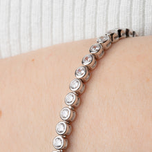 Load image into Gallery viewer, Sterling Silver CZ Tennis Bracelet rubover setting