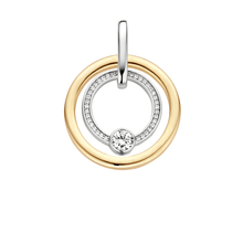 Load image into Gallery viewer, Gold Vermeil Double Circle and Cubic Zirconia Pendant