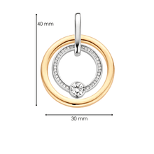 Load image into Gallery viewer, Gold Vermeil Double Circle and Cubic Zirconia Pendant