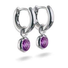 Load image into Gallery viewer, Small Sterling Silver Hoop Earrings with natural gemstone charms