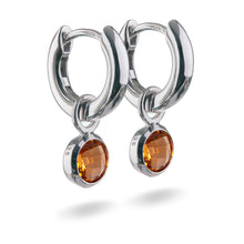 Load image into Gallery viewer, Small Sterling Silver Hoop Earrings with natural gemstone charms