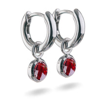 Load image into Gallery viewer, Small Sterling Silver Hoop Earrings with natural gemstone charms