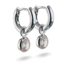Load image into Gallery viewer, Small Sterling Silver Hoop Earrings with natural gemstone charms