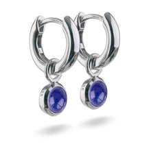 Load image into Gallery viewer, Small Sterling Silver Hoop Earrings with natural gemstone charms