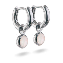 Load image into Gallery viewer, Small Sterling Silver Hoop Earrings with natural gemstone charms