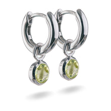 Load image into Gallery viewer, Small Sterling Silver Hoop Earrings with natural gemstone charms