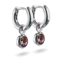 Load image into Gallery viewer, Small Sterling Silver Hoop Earrings with natural gemstone charms