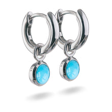 Load image into Gallery viewer, Small Sterling Silver Hoop Earrings with natural gemstone charms