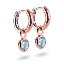 Load image into Gallery viewer, Small Rose Gold Plated Silver Hoop Earrings with natural gemstone charms