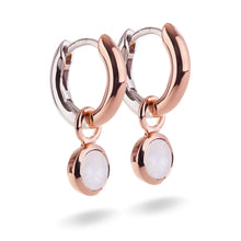 Load image into Gallery viewer, Small Rose Gold Plated Silver Hoop Earrings with natural gemstone charms