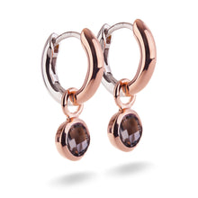 Load image into Gallery viewer, Small Rose Gold Plated Silver Hoop Earrings with natural gemstone charms
