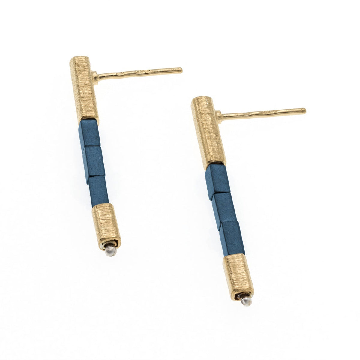Gold Vermeil and Haematite Bar Earrings