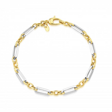 Load image into Gallery viewer, 9ct 2 colour Gold round and oval link Bracelet