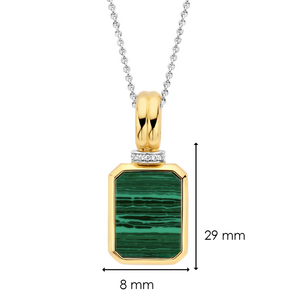 Gold Plated Silver and Rectangular Malachite Pendant