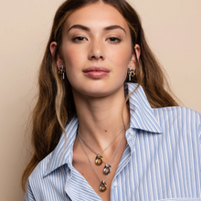 Load image into Gallery viewer, Gold Plated Silver Circle Drop Hoop Earrings