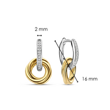 Load image into Gallery viewer, Gold Plated Silver Circle Drop Hoop Earrings