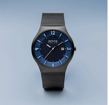 Load image into Gallery viewer, Solar Brushed Black and Sapphire Faced Men's Bering Watch