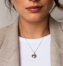 Load image into Gallery viewer, Sterling Silver Heart Shaped with Cubic Zirconia Pendant