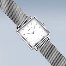 Load image into Gallery viewer, Classic Polished Silver Square Face Ladies Watch