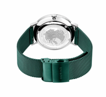 Load image into Gallery viewer, Bering Solar Brushed Silver and Green -  Mens Watch with date