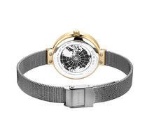 Load image into Gallery viewer, Solar Polished/Brushed Silver and Gold Thin Strap Female Watch