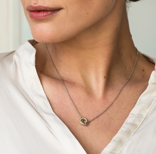 Ti Sento Two Toned Silver and Gold Plated Infinity Necklace, view 2