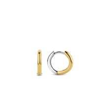 Load image into Gallery viewer, Small Silver Yellow Gold plated Hoop Earrings