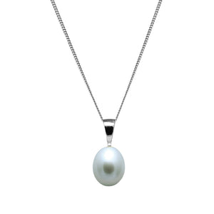 9ct White Gold and Grey Cultured Pearl Pendant