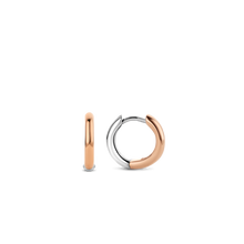 Load image into Gallery viewer, Small Silver Rose Gold plated Hoop Earrings